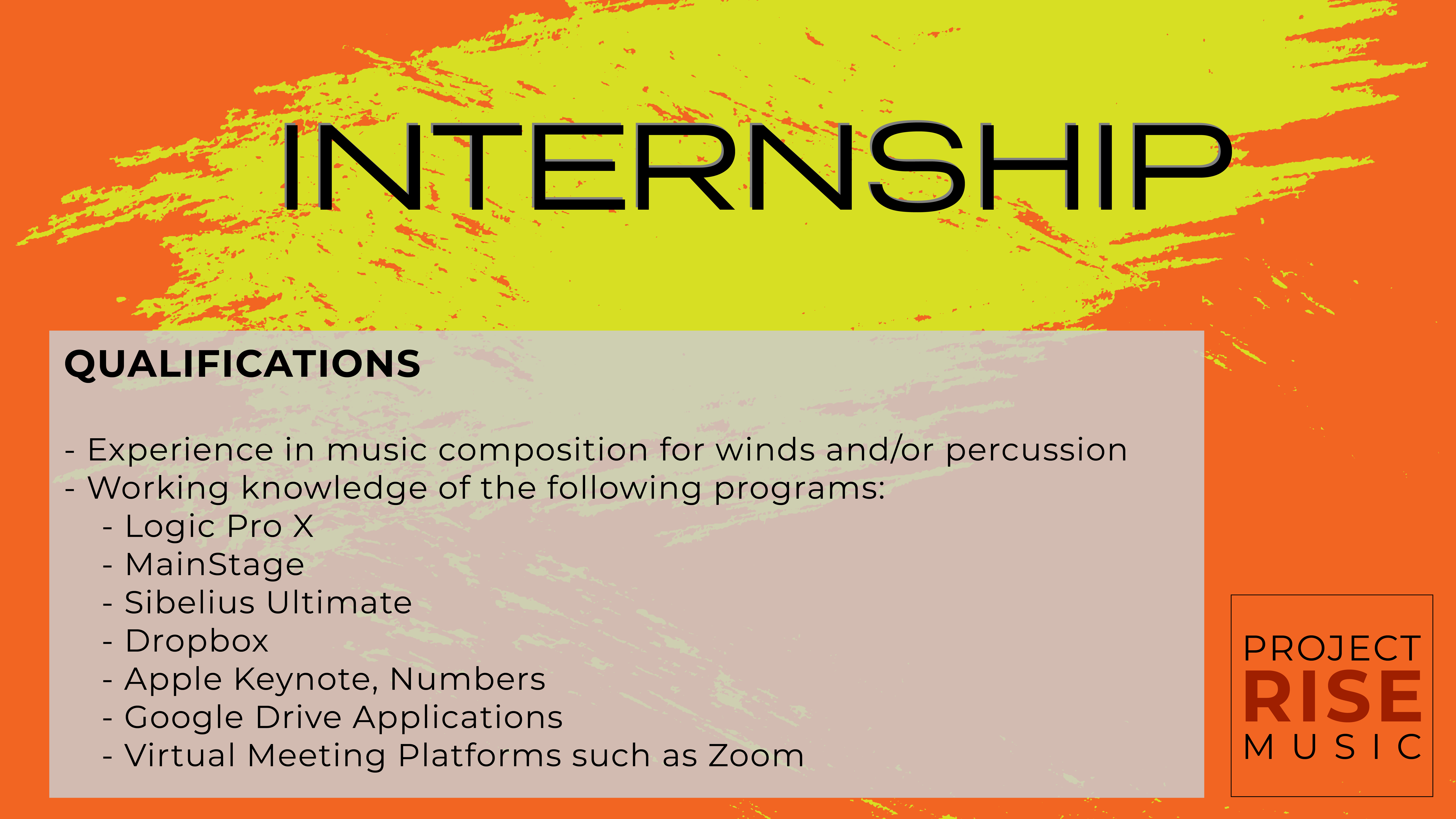 Project Rise Music » INTERNSHIP OPPORTUNITY